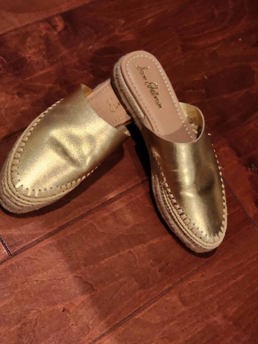 Sam Edelman Metallic Gold Leather Espadrille Mule